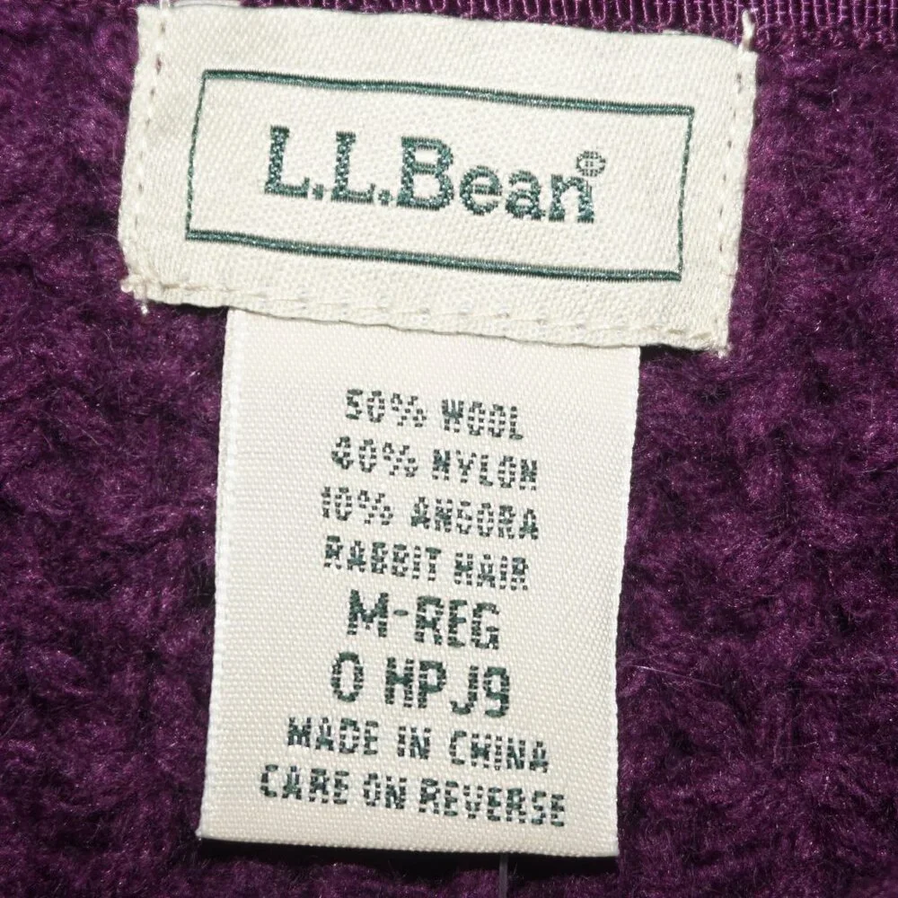 Vintage LL Bean Purple Wool Angora Knit Cardigan Sweater - Picture 5 of 8